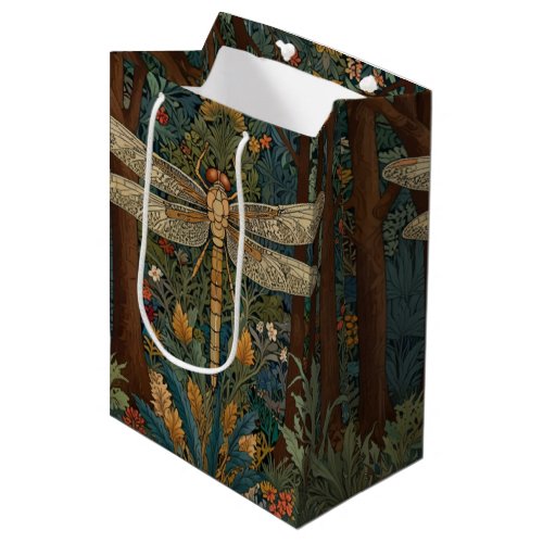 Retro art nouveau dragonfly boho chic medium gift bag