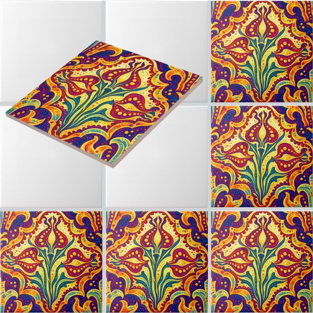 Retro Art Nouveau Floral Pattern by Walter Crane Ceramic Tile (Creator Uploaded)