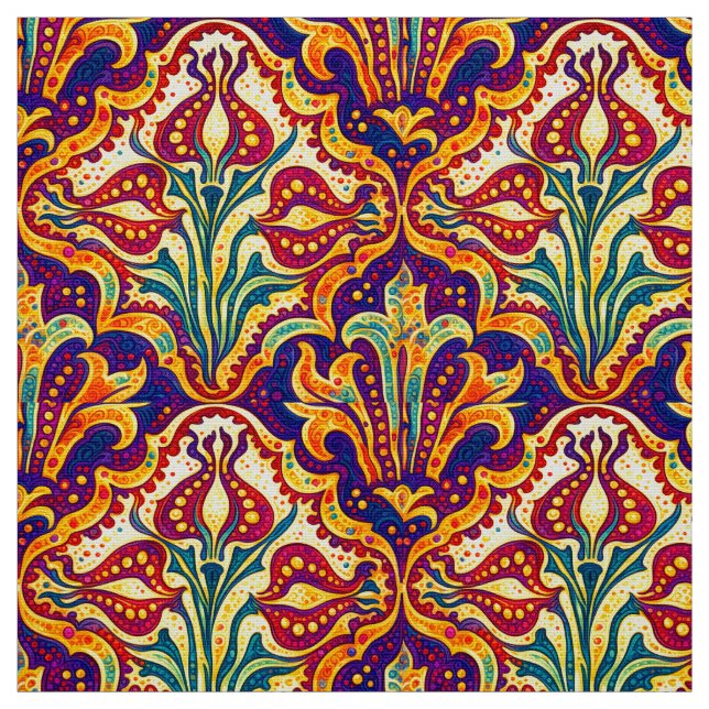 Retro Art Nouveau Floral Pattern by Walter Crane Fabric (Swatch)
