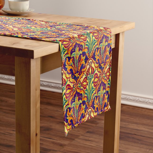 Retro Art Nouveau Floral Pattern by Walter Crane Short Table Runner (In Situ)