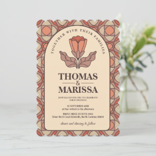 Retro Art Nouveau Floral Wedding Invitation QR