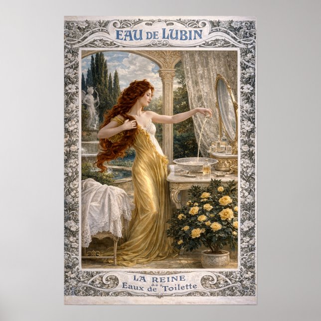 Retro Art Nouveau French Perfume Advertisement Poster (Front)