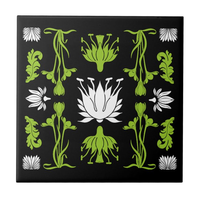 Retro Art Nouveau Home Decor Prints Ceramic Tile (Front)