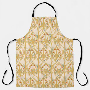 Retro art nouveau illustration pattern apron