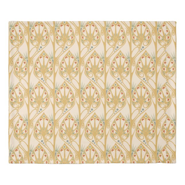 Retro art nouveau illustration pattern duvet cover (Front)