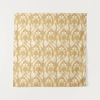 Retro art nouveau illustration pattern tapestry
