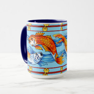 Retro Art Nouveau Koi Fish Frieze Pattern Mug
