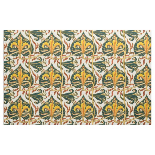 Retro Art Nouveau Lily Pattern by Walter Crane Fabric