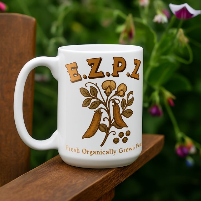 Retro Art Nouveau Pea Plant E.Z.P.Z (Easy Peasy) Coffee Mug (Creator Uploaded)
