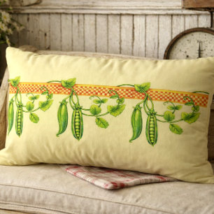Retro Art Nouveau Pea Pods Pattern Frieze Lumbar Pillow