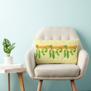 Retro Art Nouveau Pea Pods Pattern Frieze Lumbar Pillow