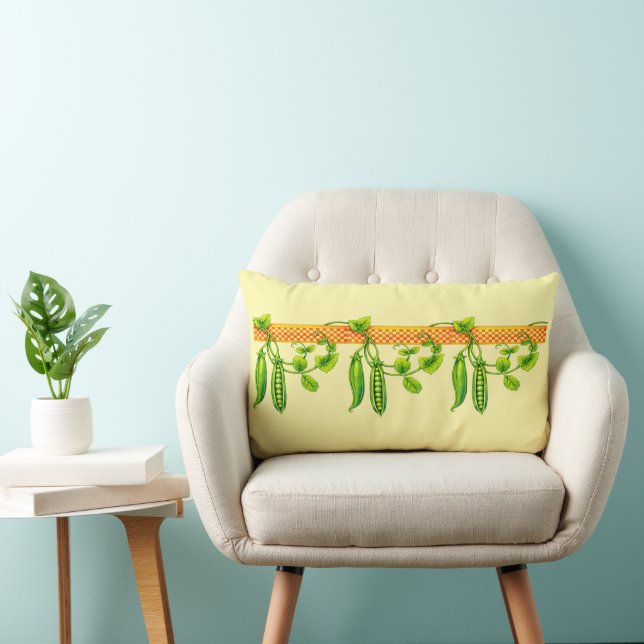 Retro Art Nouveau Pea Pods Pattern Frieze Lumbar Pillow (Chair)