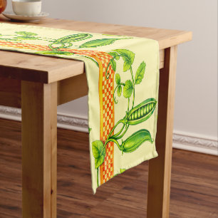 Retro Art Nouveau Pea Pods Pattern Frieze Short Table Runner