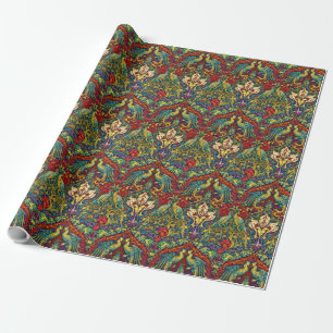 Retro Art Nouveau Peacocks & Birds by Walter Crane Wrapping Paper