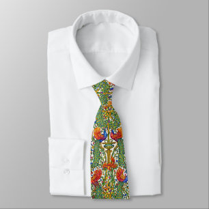 Retro Art Nouveau Peacocks & Fruit by Walter Crane Neck Tie