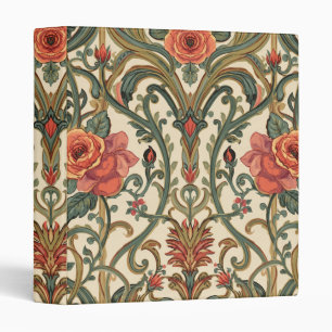 Retro Art Nouveau Rose Garden Frieze 3 Ring Binder