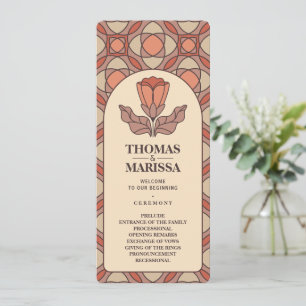 Retro Art Nouveau Wedding Program Card