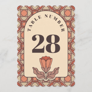 Retro Art Nouveau Wedding Table Number Card