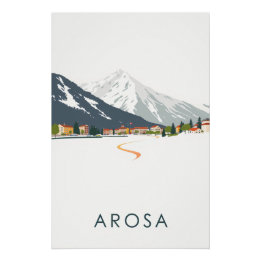 Retro Art Noveau Arosa Swiss Travel Poster