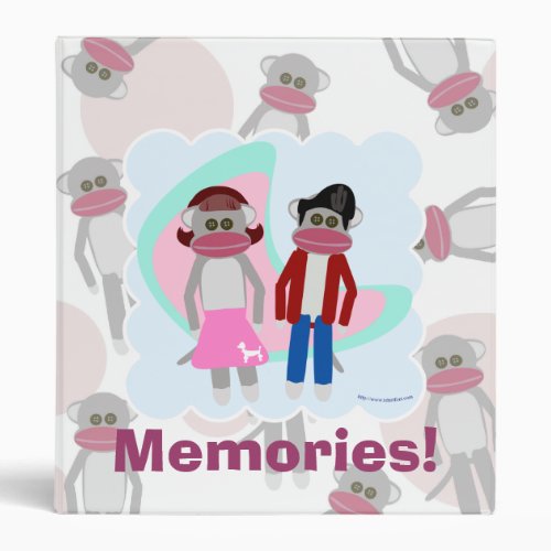 Retro Art Style Fun Sock Hop Sock Monkeys Binder