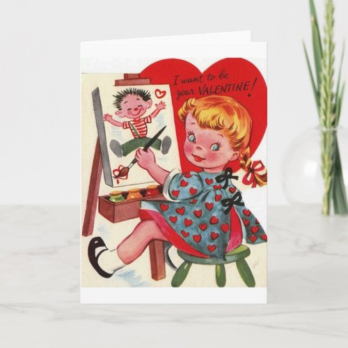 Retro Artist Valentines Day Card