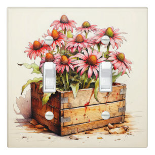 Retro Artistic Aster Flower Illustration Light Switch Cover