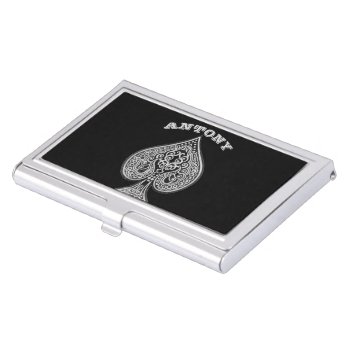 Retro Artistic Poker Ace Of Spades Personalized Business Card Holder by riverme at Zazzle