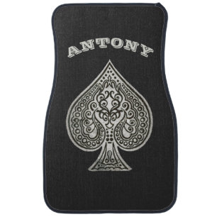 Retro Artistic Poker Ace Of Spades Personalized Car Mat