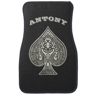 Retro Artistic Poker Ace Of Spades Personalized Car Mat