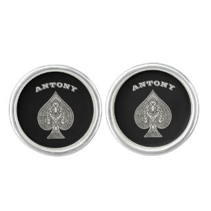 Retro Artistic Poker Ace Of Spades Personalized Cufflinks