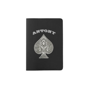 Retro Artistic Poker Ace Of Spades Personalized Passport Holder