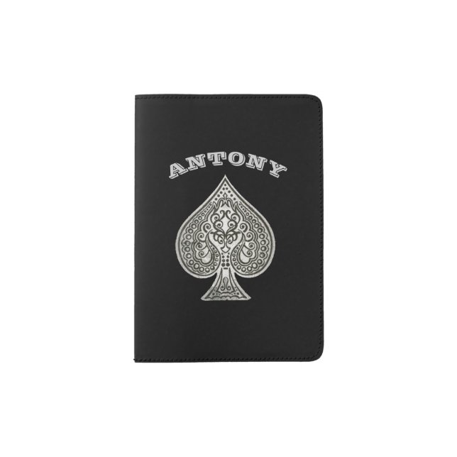 Retro Artistic Poker Ace Of Spades Personalized Passport Holder (Front)