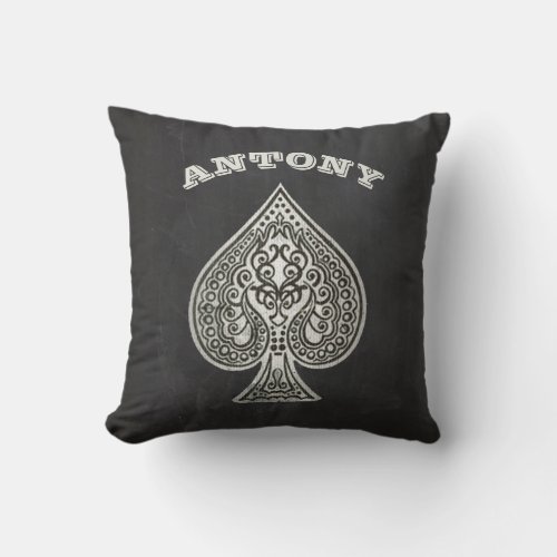 Retro Artistic Poker Ace Of Spades Personalized Throw Pillow