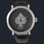 Retro Artistic Poker Ace Of Spades Personalized Watch<br><div class="desc">For your cool poker lovers or anyone who are going for a gothic,  punk or rockabilly look. Delete the initials personalization if you'd rather have it without them. Thanks for viewing.</div>