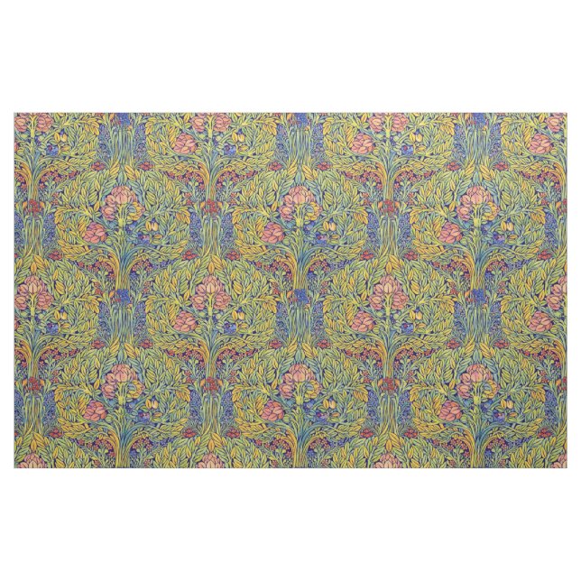 Retro Arts & Crafts style Birds in Trees Pattern Fabric (Fat Quarter)