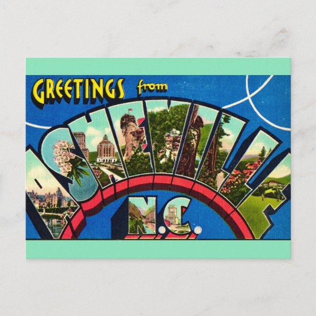 Retro Asheville NC Postcard (Front)