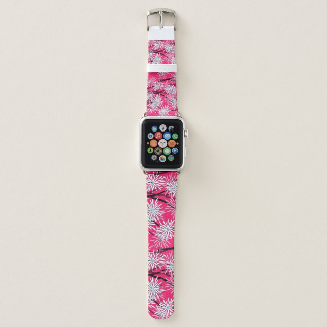 Retro Asian Floral Wallpaper. Apple Watch Band (Front)