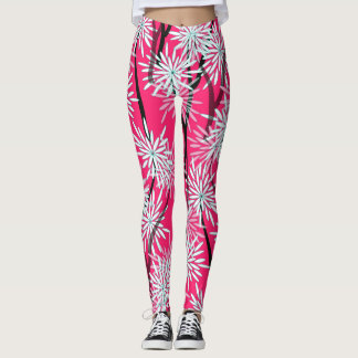 Retro Asian Floral Wallpaper. Leggings