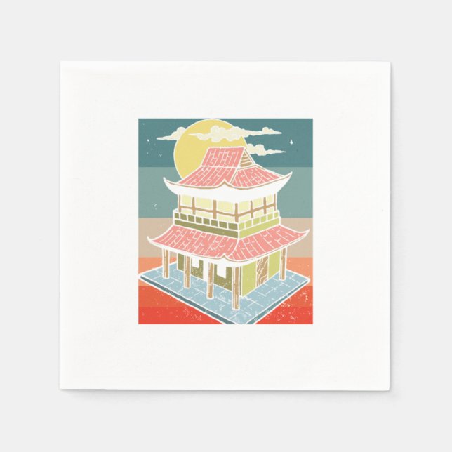 Retro Asian Vintage Chinese Pagodas China Gift Napkins (Front)