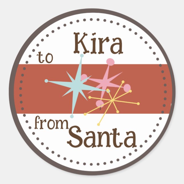 Retro Astro Stars Holiday Gift Tag Stickers (Front)
