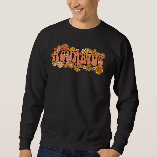 Retro Astrology Zodiac Sign January February Birth Sweatshirt (Front)
