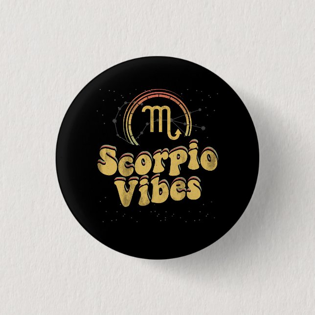 Retro Astrology Zodiac Sign October or November Bi Button (Front)