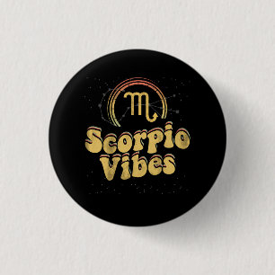Retro Astrology Zodiac Sign October or November Bi Button