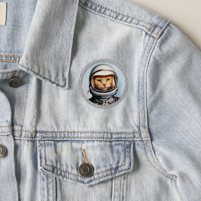 Retro Astronaut Cat Patch (On Jacket)