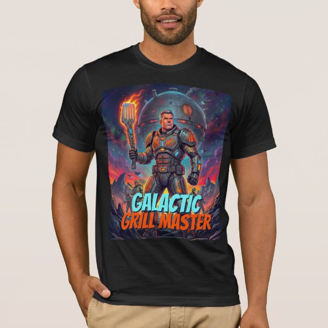 Retro Astronaut Galactic Grill Master Comic Humor T-Shirt (Front)