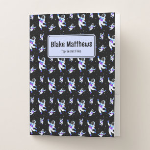Retro Astronauts Floating In Space Pocket Folder