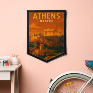 Retro Athens Greece Travel Pennant