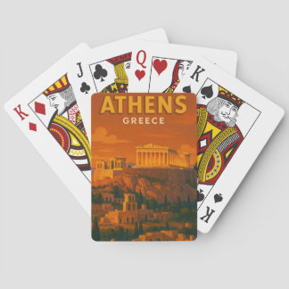 Retro Athens Greece Travel Poker Cards