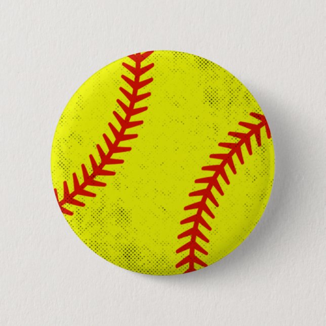 Retro Athletic Softball Fastpitch Game Day Style Button (Front)