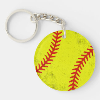 Retro Athletic Softball Fastpitch Game Day Style Keychain